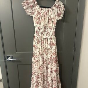 Trixxi Pink and Cream Floral Maxi Dress